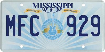 MS license plate MFC929