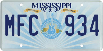 MS license plate MFC934
