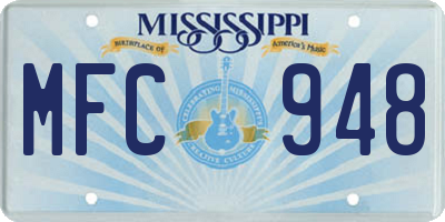 MS license plate MFC948