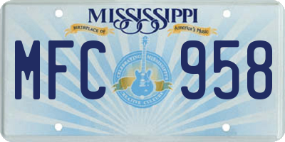 MS license plate MFC958