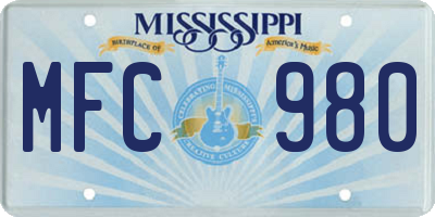 MS license plate MFC980