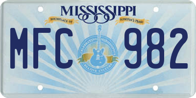 MS license plate MFC982