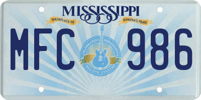 MS license plate MFC986