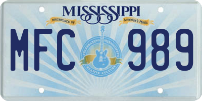MS license plate MFC989