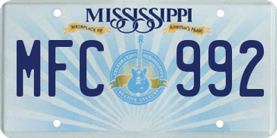 MS license plate MFC992