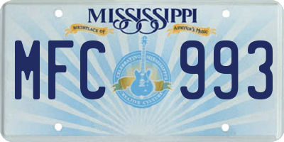 MS license plate MFC993