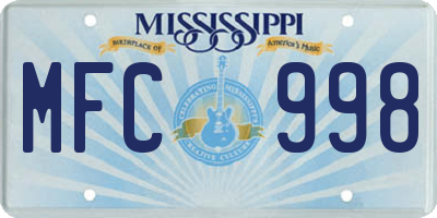 MS license plate MFC998