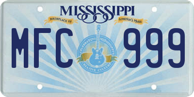 MS license plate MFC999