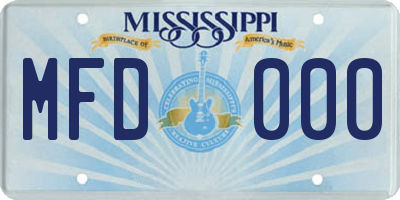 MS license plate MFD000