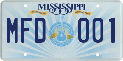 MS license plate MFD001