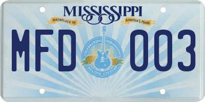 MS license plate MFD003