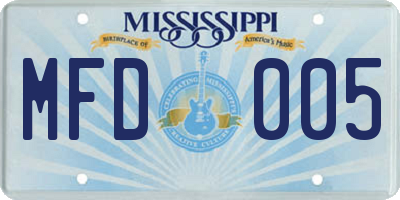 MS license plate MFD005
