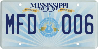 MS license plate MFD006