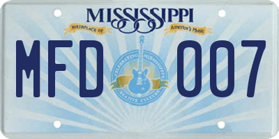 MS license plate MFD007