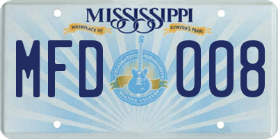 MS license plate MFD008