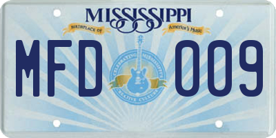 MS license plate MFD009