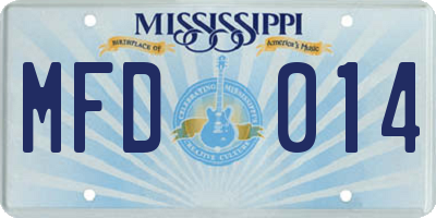 MS license plate MFD014