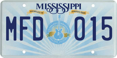MS license plate MFD015