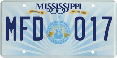 MS license plate MFD017