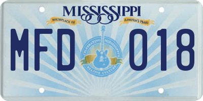 MS license plate MFD018