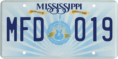 MS license plate MFD019