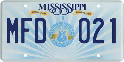 MS license plate MFD021