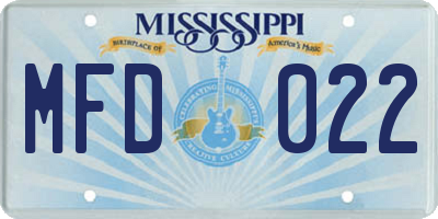 MS license plate MFD022