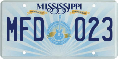 MS license plate MFD023