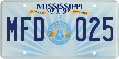 MS license plate MFD025
