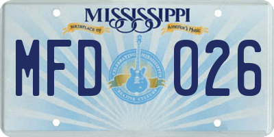MS license plate MFD026