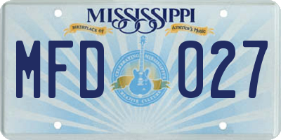 MS license plate MFD027