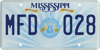 MS license plate MFD028