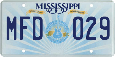 MS license plate MFD029