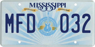 MS license plate MFD032