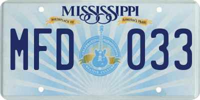 MS license plate MFD033