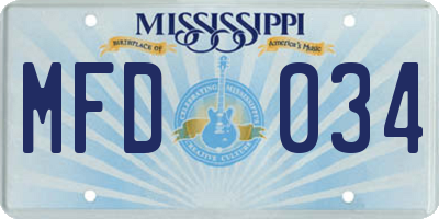 MS license plate MFD034