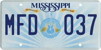 MS license plate MFD037