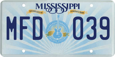 MS license plate MFD039