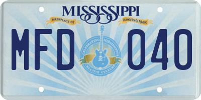 MS license plate MFD040
