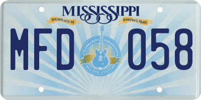 MS license plate MFD058