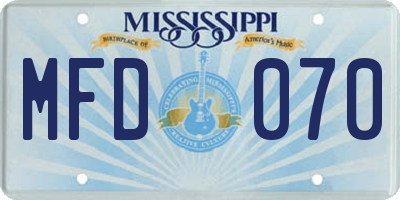 MS license plate MFD070