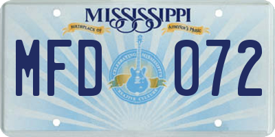 MS license plate MFD072