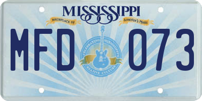 MS license plate MFD073