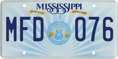 MS license plate MFD076