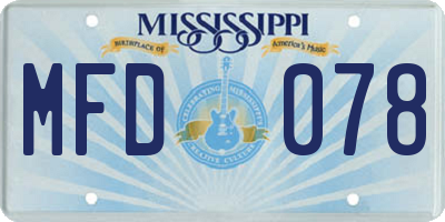 MS license plate MFD078
