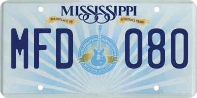 MS license plate MFD080