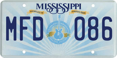 MS license plate MFD086