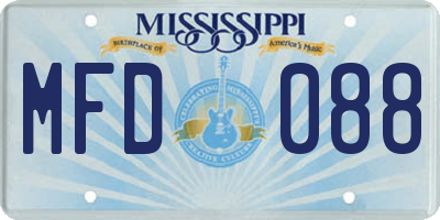 MS license plate MFD088