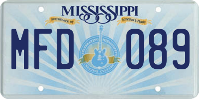 MS license plate MFD089