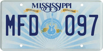 MS license plate MFD097